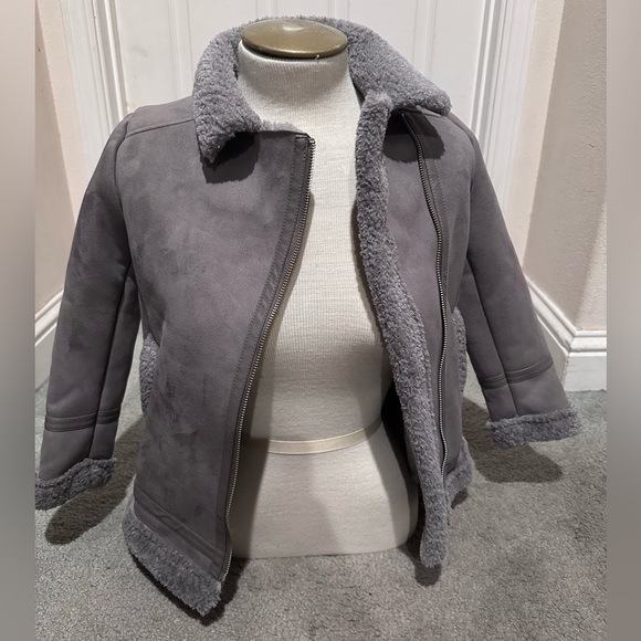 Zara Girls Faux Suede jacket with Fur Trimming -NWT! - Picture 1 of 4